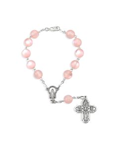 Round Rose Glass Bead Auto Rosary