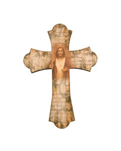 Sacred Heart of Jesus 12" Laser Cut Wood Vintage Cross
