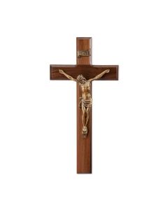 11" Walnut Cross with Museum Gold Tone Corpus
