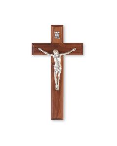 10" Walnut Cross with a Fine Pewter Corpus