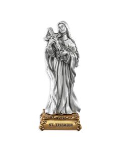 4 1/2" Pewter Saint Therese Statue, Gift Boxed-P65