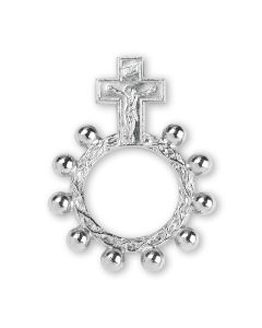 Silver Crucifix Rosary Ring-P65