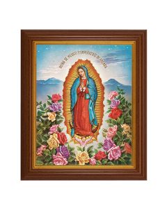 10 1/2" x 12 1/2" Walnut Finish Beveled Frame with 8" x 10" Our Lady of Guadalupe Textured Art