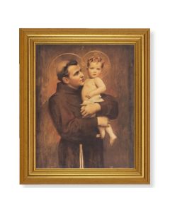 10" x 12" Gold Leaf Finish Beveled Frame with 8" x 10" Saint Anthony with Jesus Textured Art
