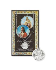 Scapular Medal - Genuine Pewter Medal on a 24" Chain with Biography and Picture Folder