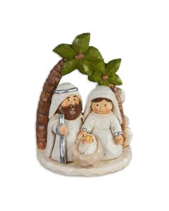 3" x 2 3/4" Holy Family under Palm Tree Statuette