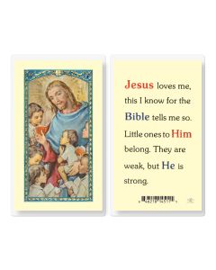 Jesus Loves Me with Christ and Kids Holy Card