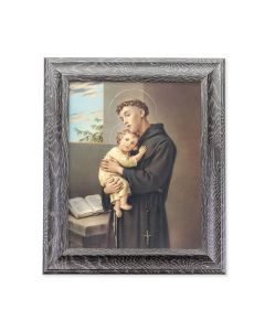 10 1/2" x 12 1/2" Grey Oak Finish Frame with an 8" x 10" Saint Anthony Print