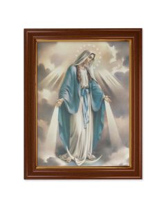 15 1/2" x 19 1/2" Walnut Finish Frame with Gold Accent and a 12" x 16" Our Lady of Grace Canvas Artwork