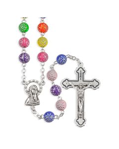 8mm Multicolored Silver Accent Bead Rosary-P65