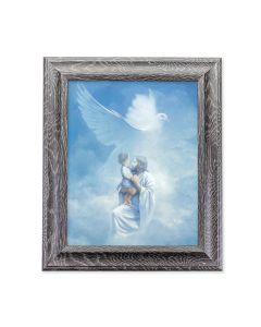 10 1/2" x 12 1/2" Grey Oak Finish Frame with an 8" x 10" Christ Welcoming Child Print