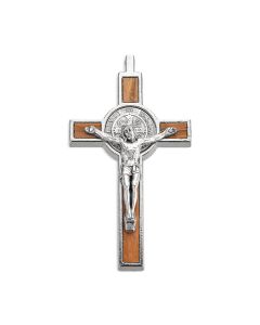 3 " St Benedict Crucifix with Wood Laminate Inlay