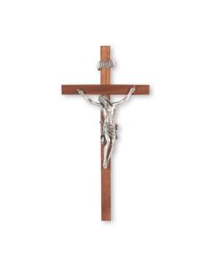 11" Walnut Cross with a Fine Pewter Corpus