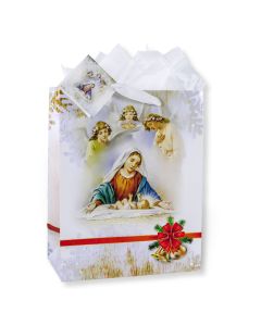 Christmas - Mary, Baby Jesus and Angels Medium Gift Bag with Tissue (Inc. of 10)