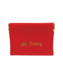 Red Vinyl Leatherette Squeeze Rosary Case  (Inc. of 6) -P65
