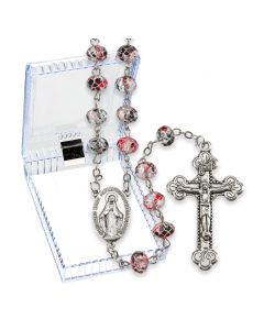 Black Speckled Bead Rosary, Boxed-P65