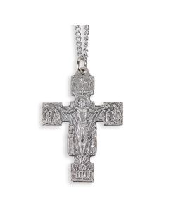 2" Silver Oxidized Christ Risen Crucifix on 24" Chain