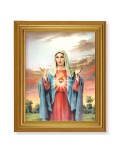 10" x 12" Gold Leaf Finish Beveled Frame with 8" x 10" Immaculate Heart of Mary Textured Art