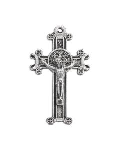 1 1/2" Antiqued Silver Oxidized Benedictine Crucifix