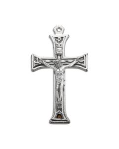 2" Antiqued Silver Oxidized Pax Crucifix with Catacomb Earth