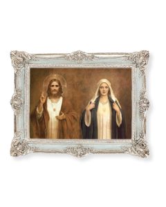 6 3/4" x 8 3/4" Powder Blue and Silver Photo Frame with Chambers: Sacred Hearts Print -P65
