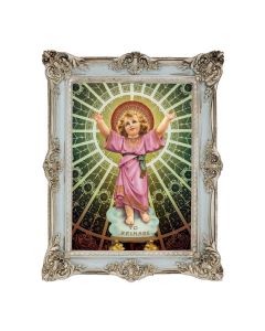6 3/4" x 8 3/4" Powder Blue and Silver Photo Frame with Divino Nino Print -P65