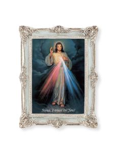 6 3/4" x 8 3/4" Powder Blue and Silver Photo Frame with Divine Mercy Print -P65
