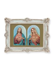 6 3/4" x 8 3/4" Powder Blue and Silver Photo Frame with Sacred Hearts Print-P65