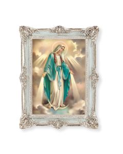 6 3/4" x 8 3/4" Powder Blue and Silver Photo Frame with O.L. of Grace Print-P65