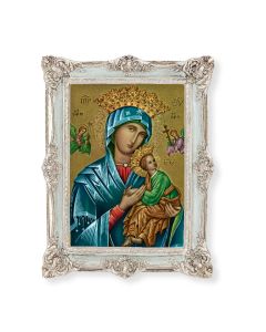 6 3/4" x 8 3/4" Powder Blue and Silver Photo Frame with O.L. of Perpetual Help Print-P65