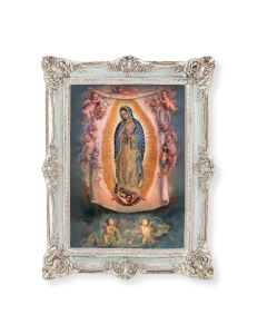 6 3/4" x 8 3/4" Powder Blue and Silver Photo Frame with O.L. of Guadalupe Print-P65