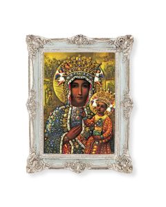 6 3/4" x 8 3/4" Powder Blue and Silver Photo Frame with O.L. of Czestochowa Print-P65
