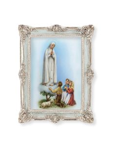 6 3/4" x 8 3/4" Powder Blue and Silver Photo Frame with O.L. of Fatima Print-P65