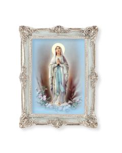 6 3/4" x 8 3/4" Powder Blue and Silver Photo Frame with O.L. of Lourdes Print-P65