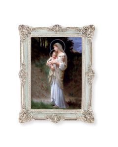 6 3/4" x 8 3/4" Powder Blue and Silver Photo Frame with Bouguereau: Divine Innocence Print-P65