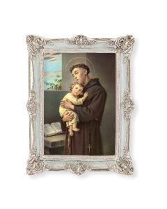 6 3/4" x 8 3/4" Powder Blue and Silver Photo Frame with Saint Anthony Print-P65