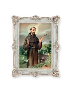 6 3/4" x 8 3/4" Powder Blue and Silver Photo Frame with Saint Francis Print-P65