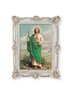 6 3/4" x 8 3/4" Powder Blue and Silver Photo Frame with Saint Jude Print-P65