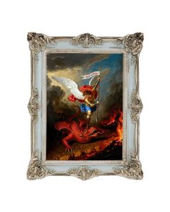 6 3/4" x 8 3/4" Powder Blue and Silver Frame with a 5 x 7 Archangel St. Michael Defeating the Dragon Print- P65
