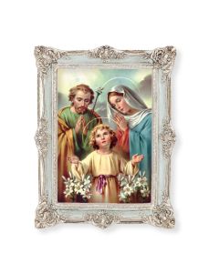 6 3/4" x 8 3/4" Powder Blue and Silver Photo Frame with Holy Family Print-P65