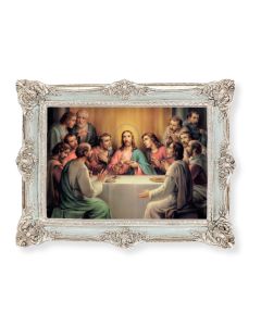 6 3/4" x 8 3/4" Powder Blue and Silver Photo Frame with Bonella: Last Supper Print-P65