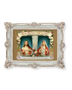 6 3/4" x 8 3/4" Powder Blue and Silver Photo Frame with House Blessing-SHJ Print-P65