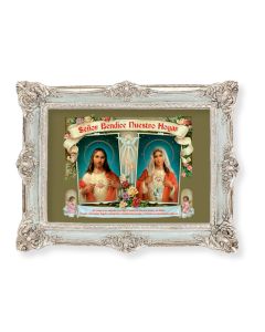 6 3/4" x 8 3/4" Powder Blue and Silver Photo Frame with House Blessing-SHJ in Spanish Print-P65