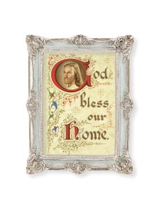 6 3/4" x 8 3/4" Powder Blue and Silver Photo Frame with House Blessing Print-P65