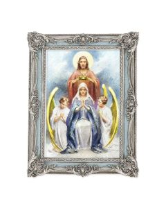 6 3/4" x 8 3/4" Powder Blue and Silver Photo Frame with Chambers: Jesus Crowning Mary Print-P65