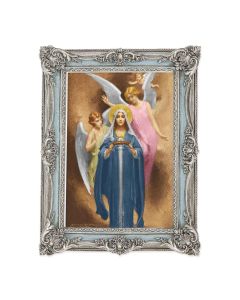 6 3/4" x 8 3/4" Powder Blue and Silver Photo Frame with Chambers: Mother of Christ in Agony Print-P65