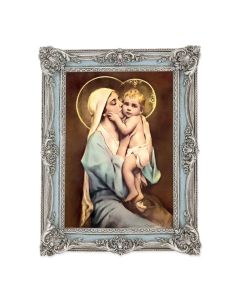6 3/4" x 8 3/4" Powder Blue and Silver Photo Frame with Chambers: Queen of Mothers Print-P65