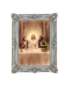 6 3/4" x 8 3/4" Powder Blue and Silver Photo Frame with Chambers: Christ at Emmaus Print-P65