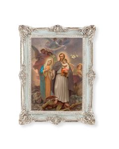 6 3/4" x 8 3/4" Powder Blue and Silver Photo Frame with Saint Joseph Terror of Demons Print-P65