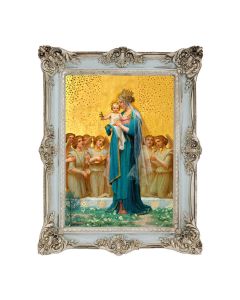 6 3/4" x 8 3/4" Powder Blue and Silver Photo Frame with Vidal: Queen of Angels Print-P65